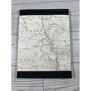 Handmade Notebook  Geographical Map w/Black Trim  4.25"x5.5" Journal